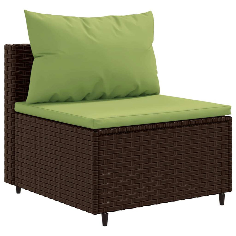 6-delige Loungeset met kussens poly rattan bruin