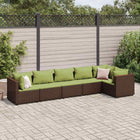 Loungeset 6-delig poly rattan bruin