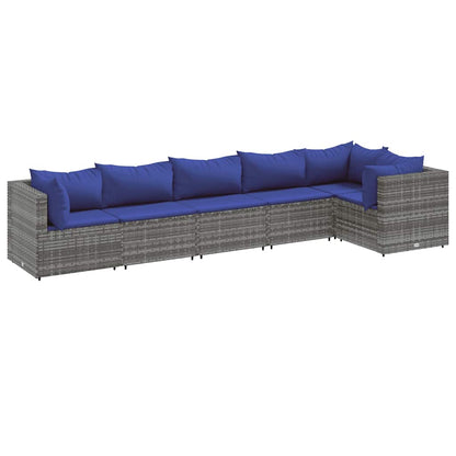 6-Delige Loungeset Met Kussens Poly Rattan 1
