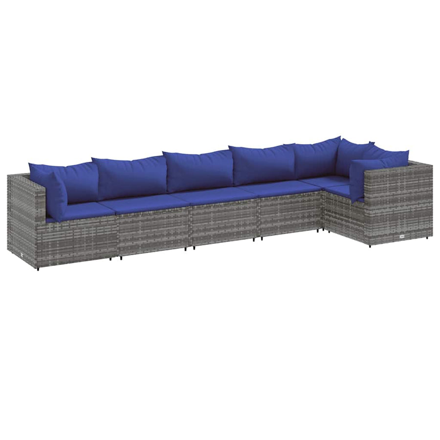 6-Delige Loungeset Met Kussens Poly Rattan 1