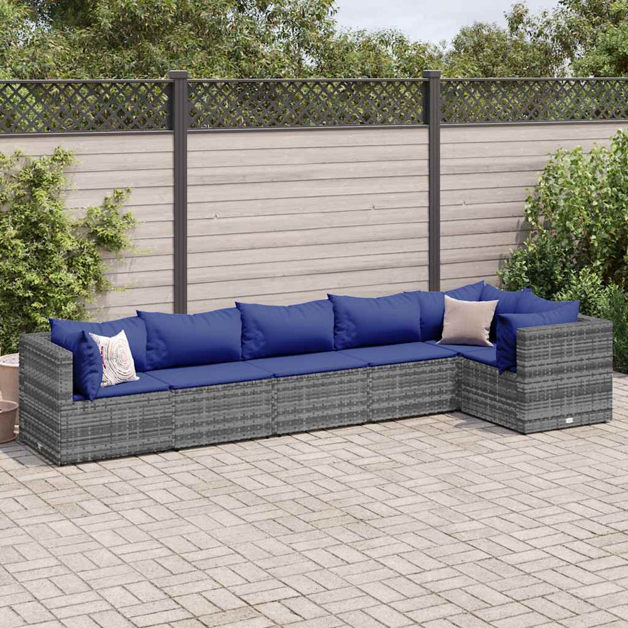 6-Delige Loungeset Met Kussens Poly Rattan 1