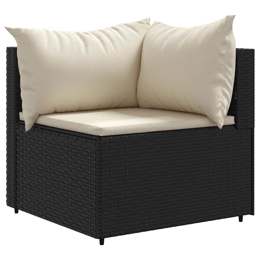 7-Delige Loungeset Met Kussens Poly Rattan 1 Zwart en crème