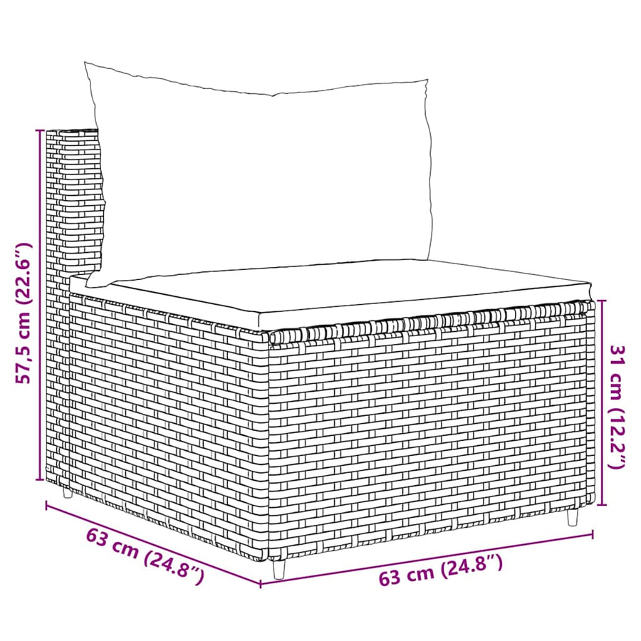 7-Delige Loungeset Met Kussens Poly Rattan 1 Zwart en crème