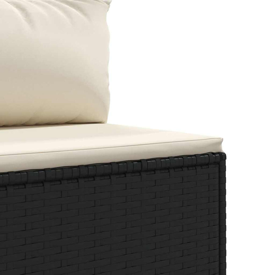 7-Delige Loungeset Met Kussens Poly Rattan 1 Zwart en crème