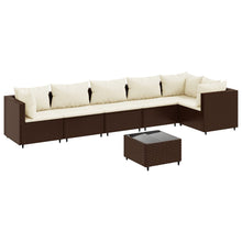 7-delige Loungeset met kussens poly rattan bruin