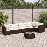 Loungeset poly rattan bruin 7-delig