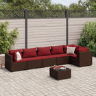 7-Piece Poly Rattan Lounge Set with Cushions Brown