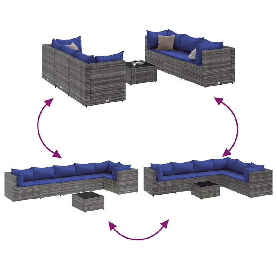 7-Delige Loungeset Met Kussens Poly Rattan 1