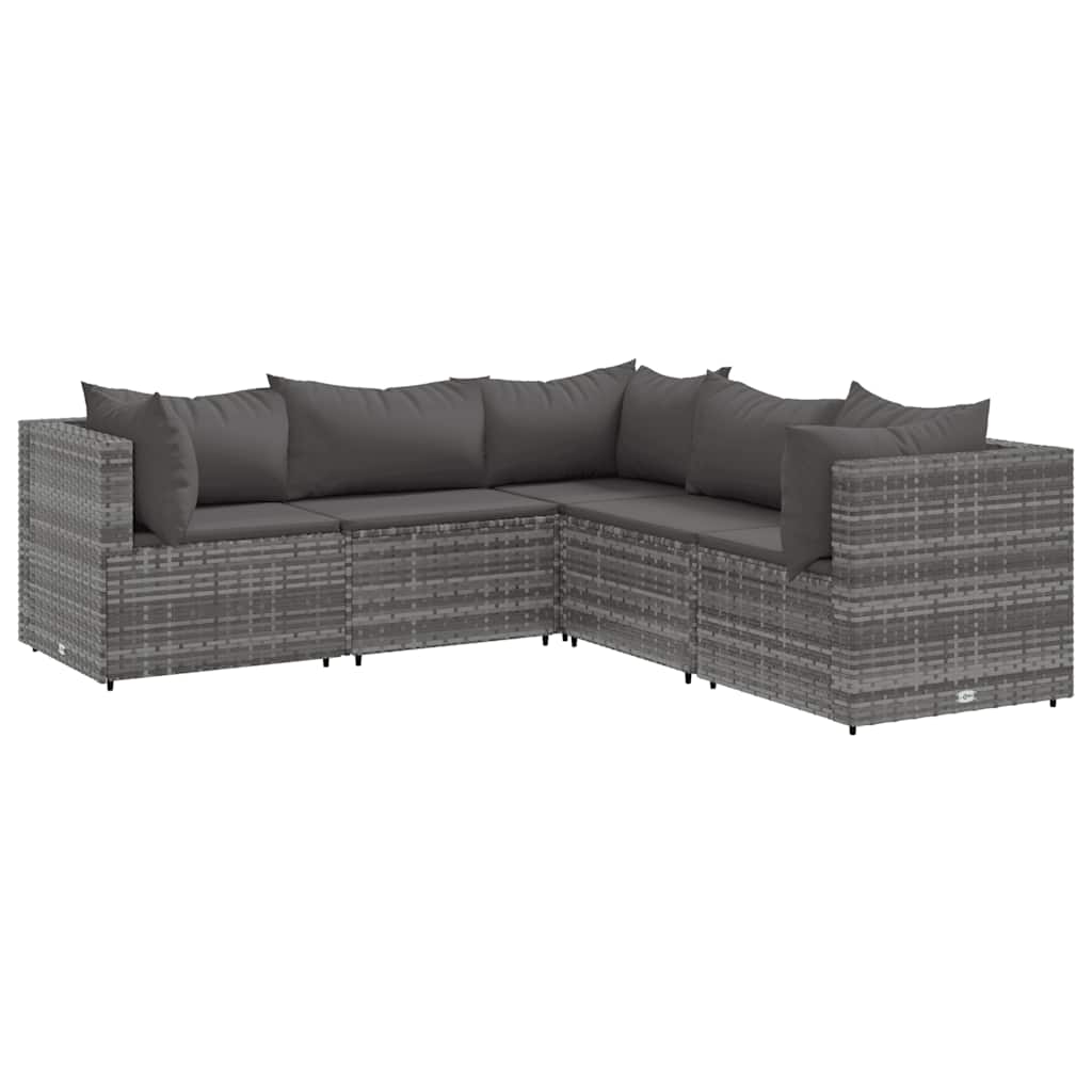 5-Delige Loungeset Met Kussens Poly Rattan 1