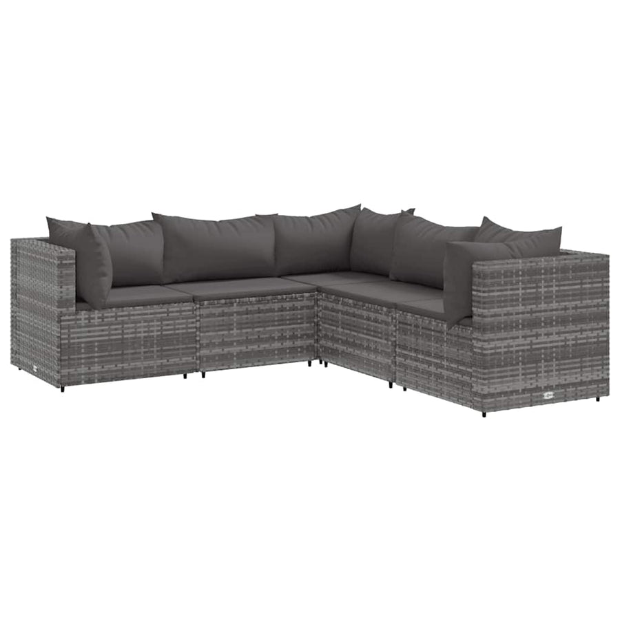 5-Delige Loungeset Met Kussens Poly Rattan 1