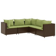 5-delige Loungeset met kussens poly rattan bruin