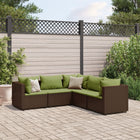 5-delige Loungeset met kussens poly rattan bruin