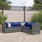 5-delige Loungeset met kussens poly rattan grijs