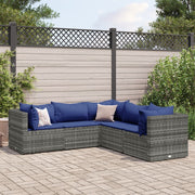 Loungeset 5-delig poly rattan grijs