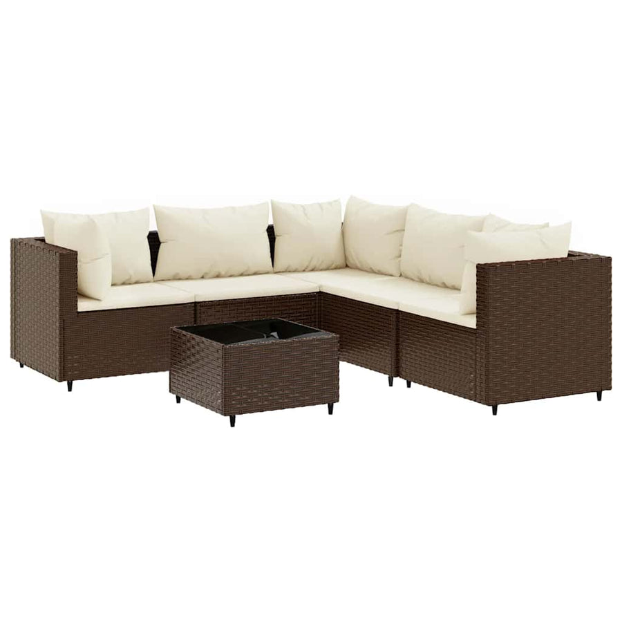 6-Delige Loungeset Met Kussens Poly Rattan 1
