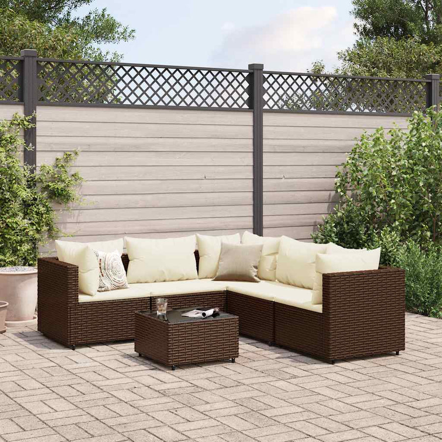 6-Delige Loungeset Met Kussens Poly Rattan 1