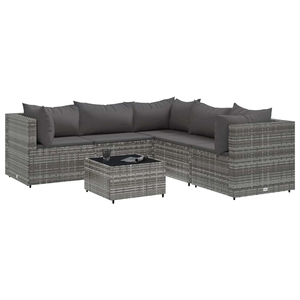 6-Delige Loungeset Met Kussens Poly Rattan 1