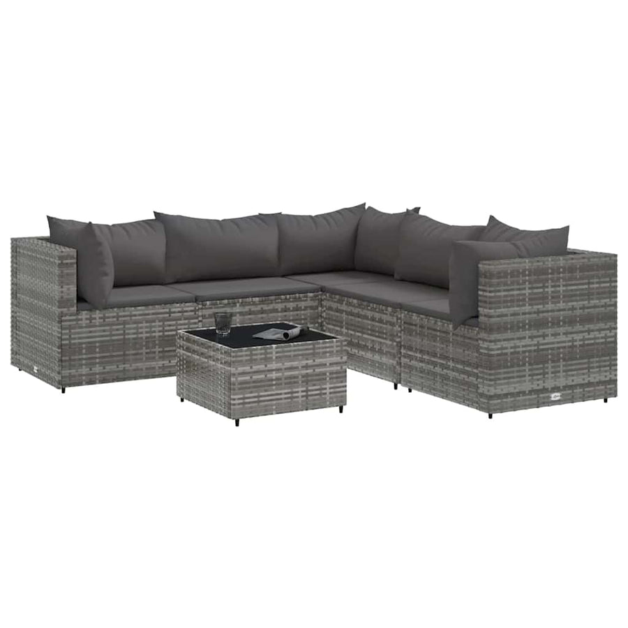 6-Delige Loungeset Met Kussens Poly Rattan 1