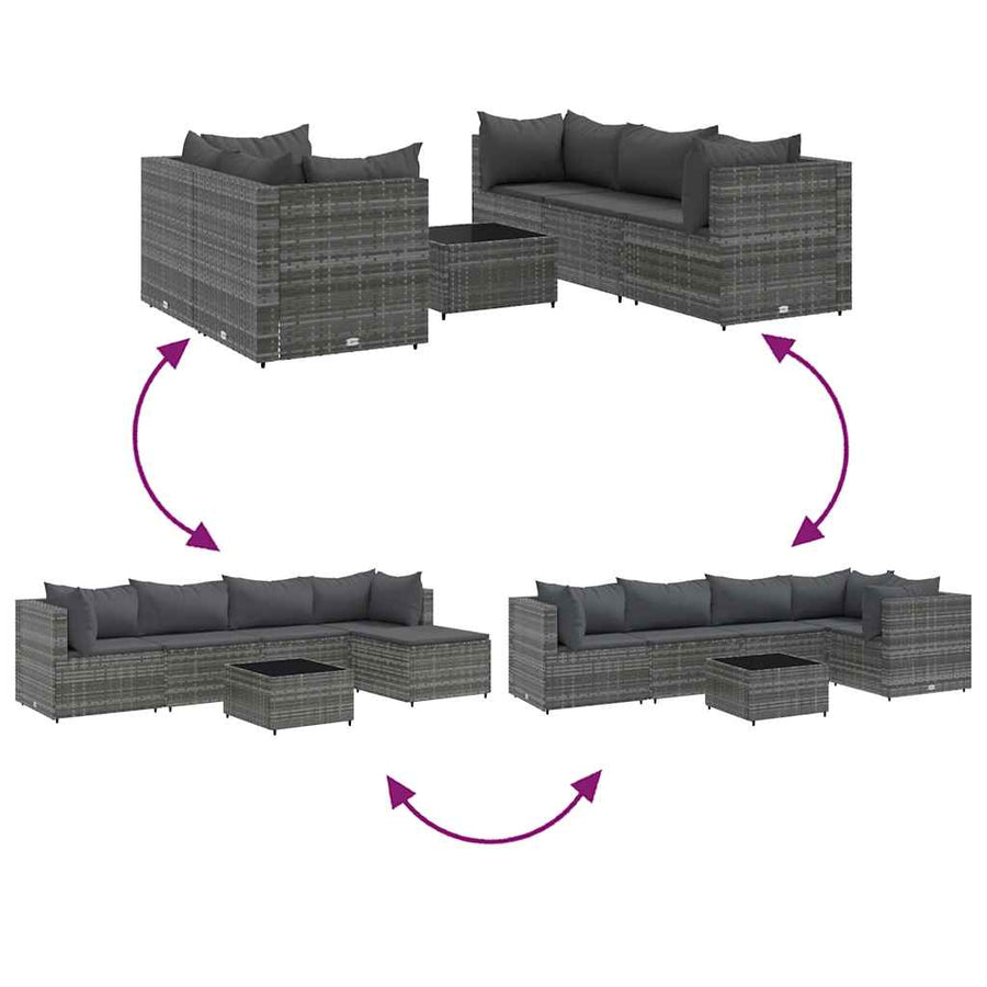 6-Delige Loungeset Met Kussens Poly Rattan 1
