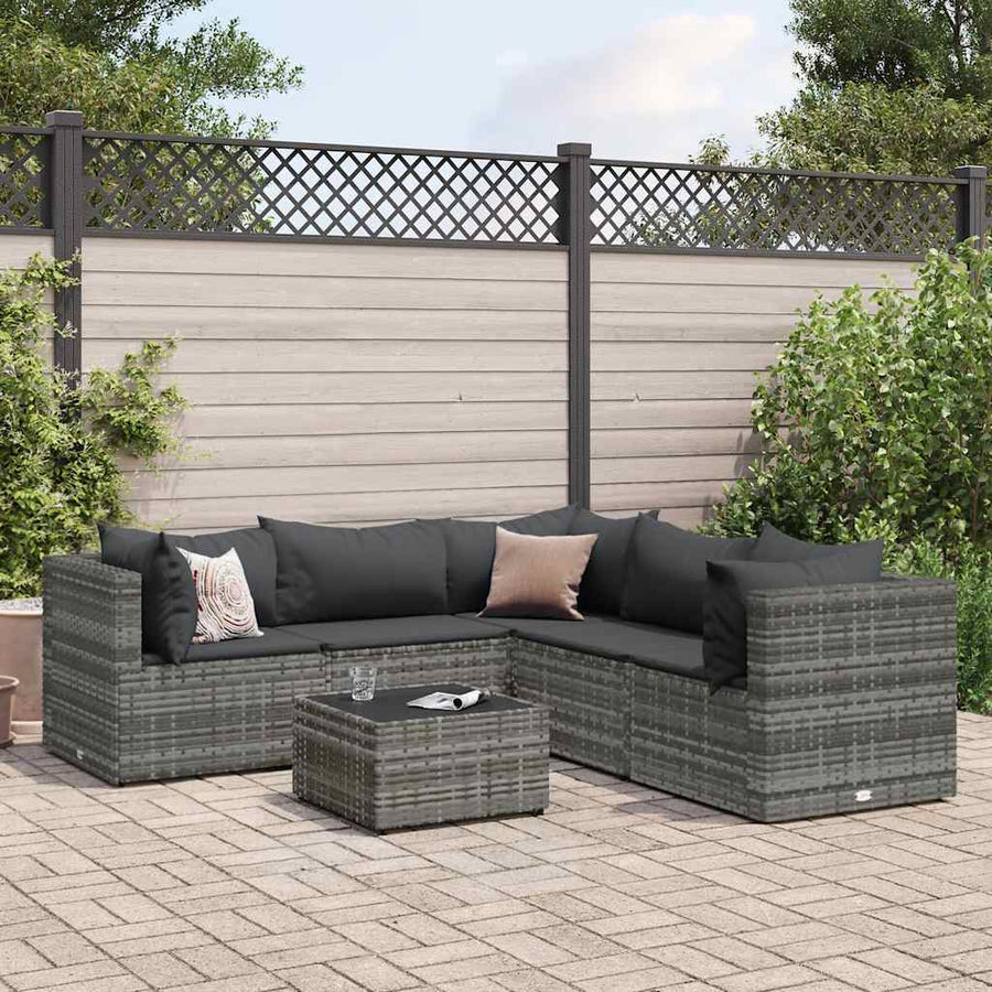 6-Delige Loungeset Met Kussens Poly Rattan 1