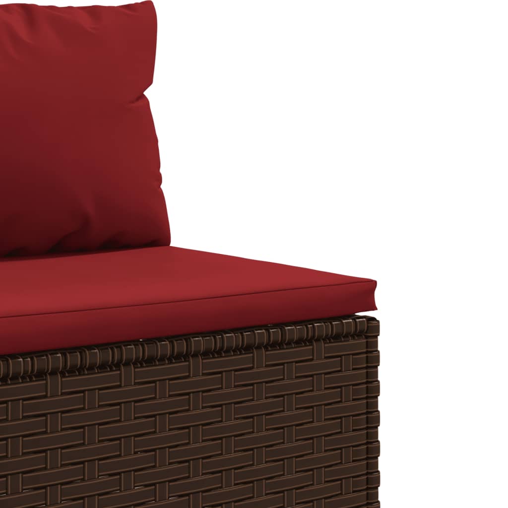6-delige Loungeset met kussens poly rattan bruin