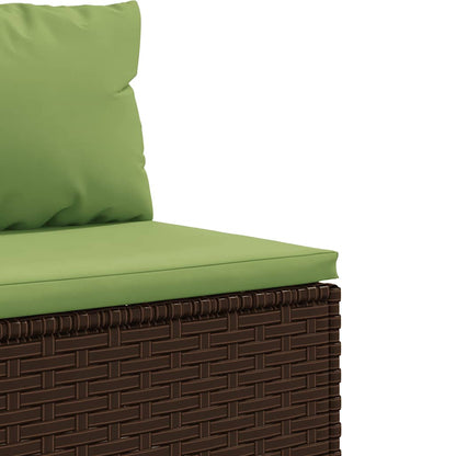 6-Delige Loungeset Met Kussens Poly Rattan 1 Bruin en groen