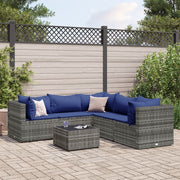 Loungeset 6-delig poly rattan grijs