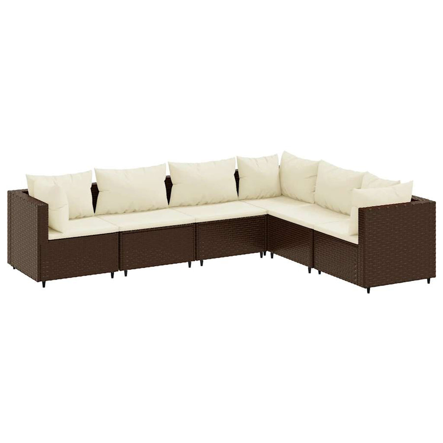 6-Delige Loungeset Met Kussens Poly Rattan 1