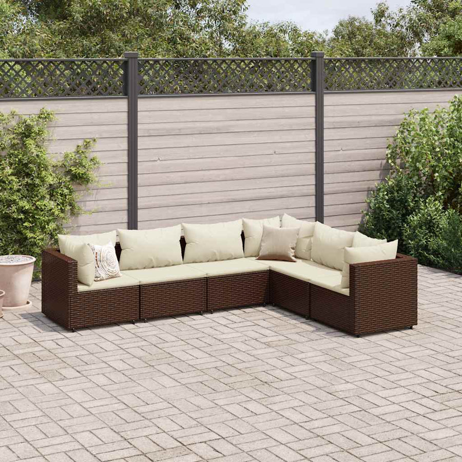 6-Delige Loungeset Met Kussens Poly Rattan 1