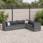 Loungeset 6-delig poly rattan grijs