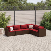 Loungeset 6-delig poly rattan bruin