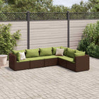 Loungeset 6-delig poly rattan bruin