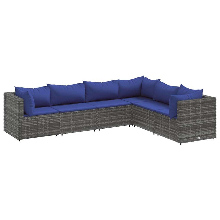6-Delige Loungeset Met Kussens Poly Rattan 1
