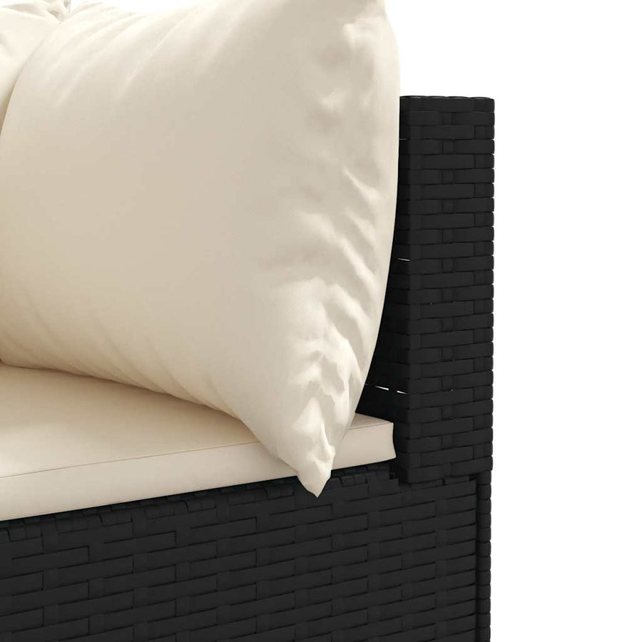 7-Delige Loungeset Met Kussens Poly Rattan 1 Zwart en crème