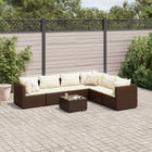 7-Piece Poly Rattan Lounge Set with Cushions Brown