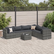 Loungeset 7-delig poly rattan grijs