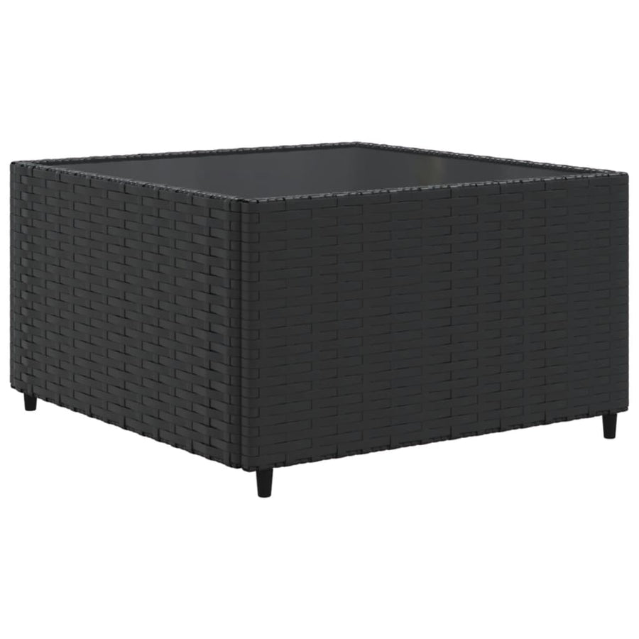 7-delige Loungeset met kussens poly rattan zwart