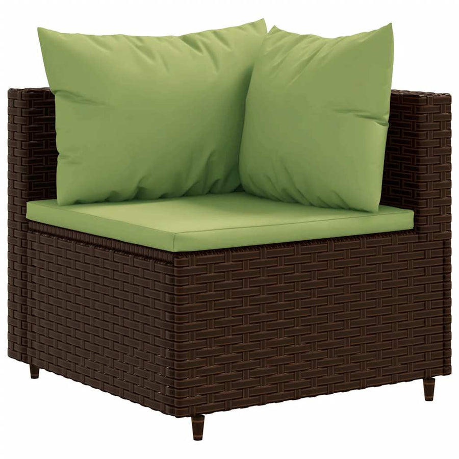 7-delige Loungeset met kussens poly rattan bruin