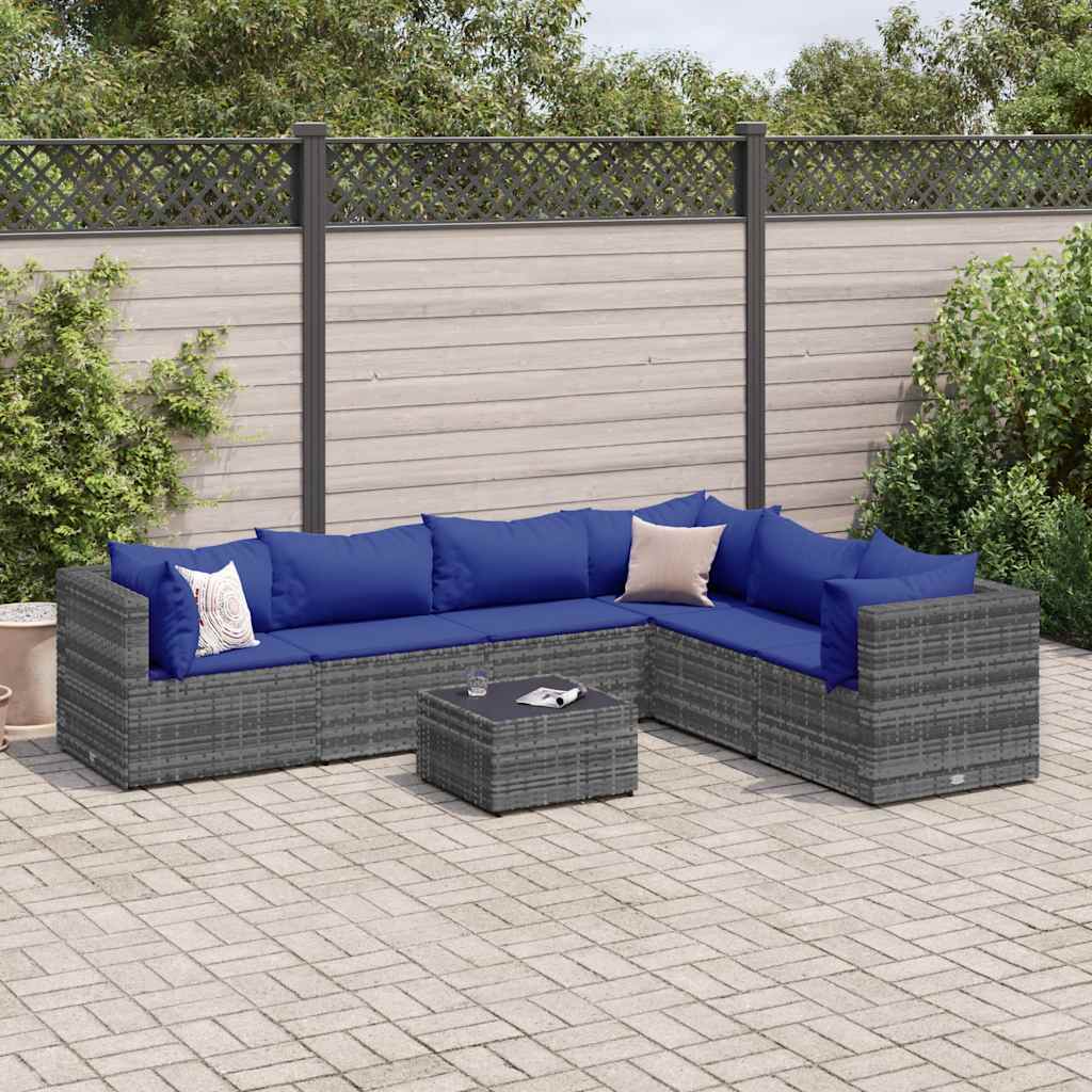 7-Delige Loungeset Met Kussens Poly Rattan 1
