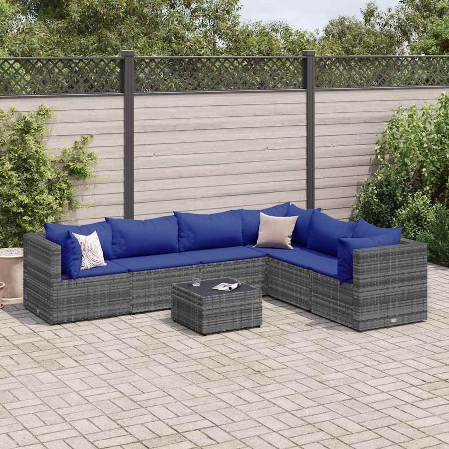 7-Delige Loungeset Met Kussens Poly Rattan 1