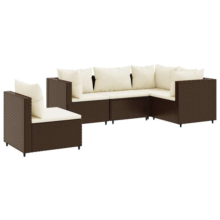 5-Delige Loungeset Met Kussens Poly Rattan 1