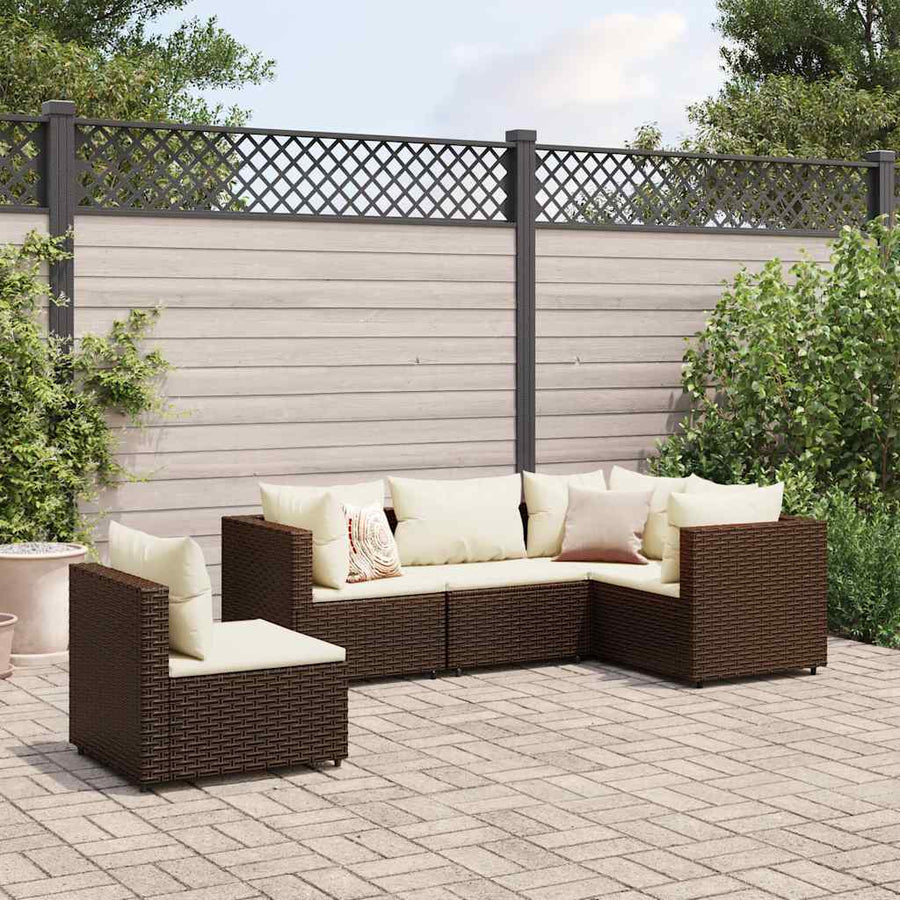 5-Delige Loungeset Met Kussens Poly Rattan 1