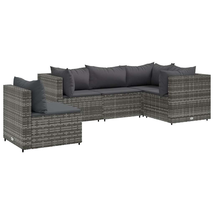 5-Delige Loungeset Met Kussens Poly Rattan 1