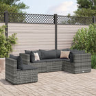 5-delige Loungeset met kussens poly rattan grijs