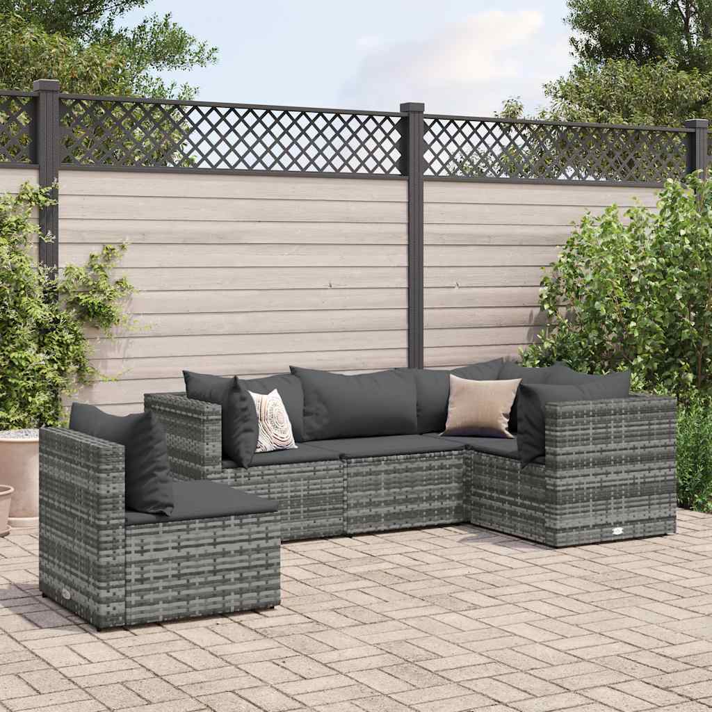 5-Delige Loungeset Met Kussens Poly Rattan 1