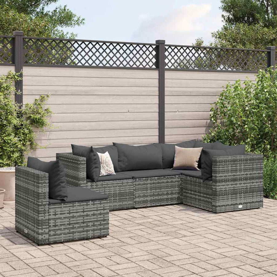 5-Delige Loungeset Met Kussens Poly Rattan 1
