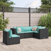 Loungeset 5-delig poly rattan zwart