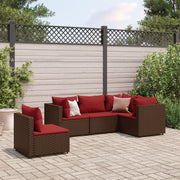 Loungeset 5-delig poly rattan bruin