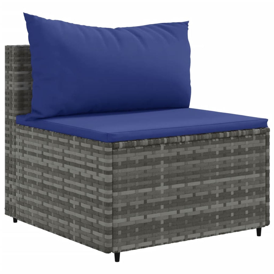 5-delige Loungeset met kussens poly rattan grijs