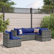 Loungeset 5-delig poly rattan grijs